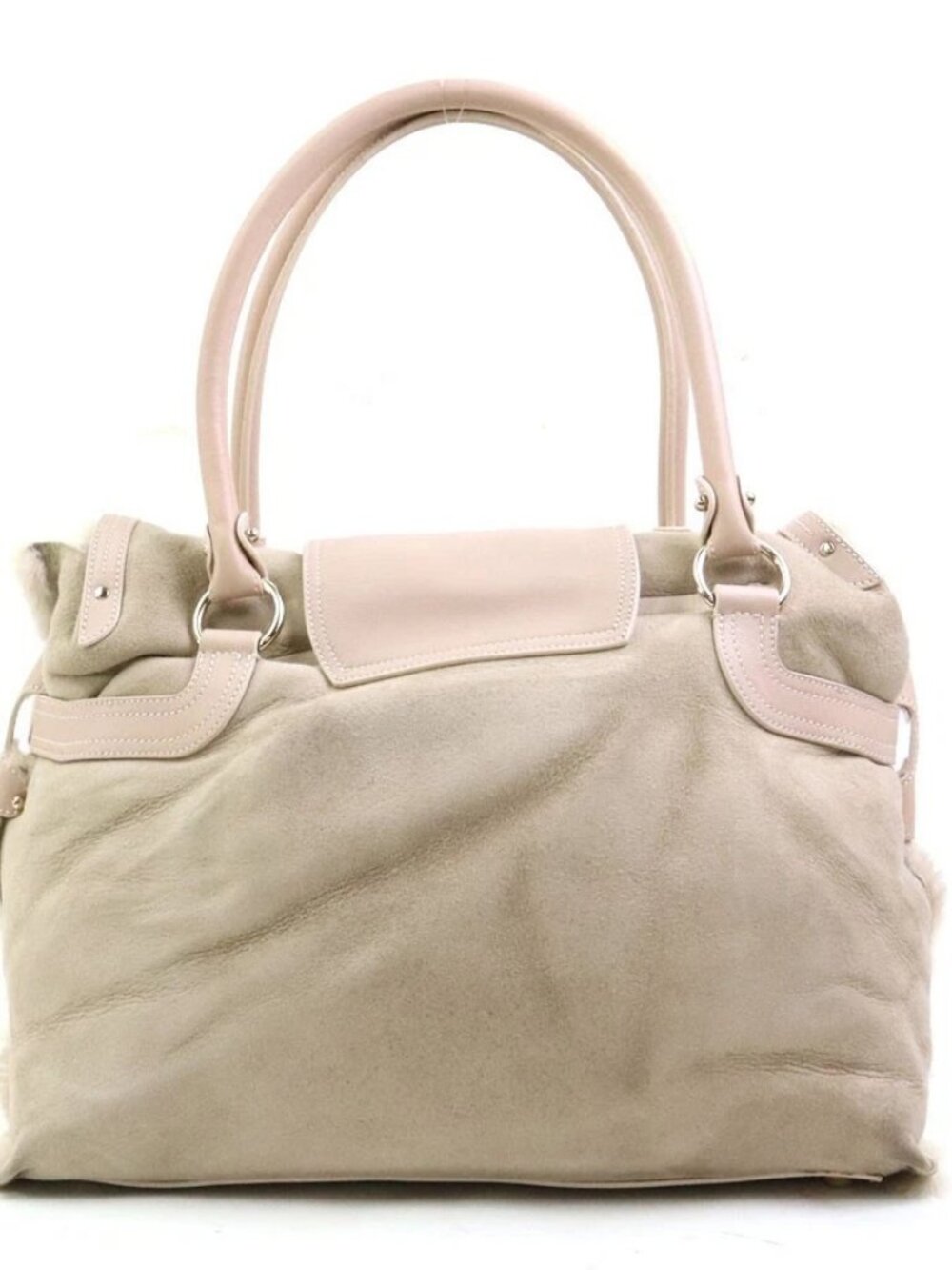 Auth Salvatore Ferragamo Shoulder Bag Beige/Pink Beige Mutton fur - Picture 2 of 16